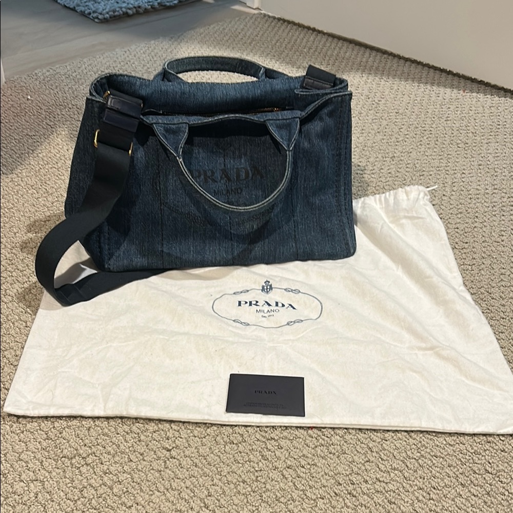 Prada Dark Blue Denim Shoulder Crossbody Bag